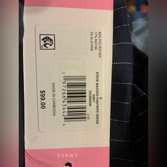 NWT Steve Madden Navy Pinstripe  Sleeveless Dress size small - Picture 7 of 8